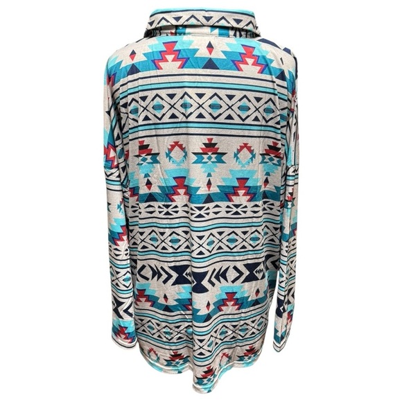 NWT Southern Stitch Plus Size Aztec Zip Collared Western Top XXL - Picture 3 of 7
